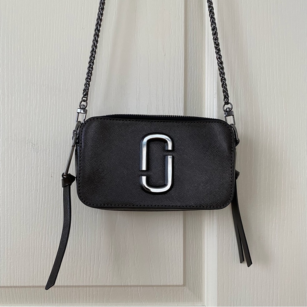 $325 Marc Jacobs Dark Brown Leather Chain Strap Snapshot Camera Crossbody Bag